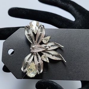 VINTAGE STERLING RIBBON BROOCH